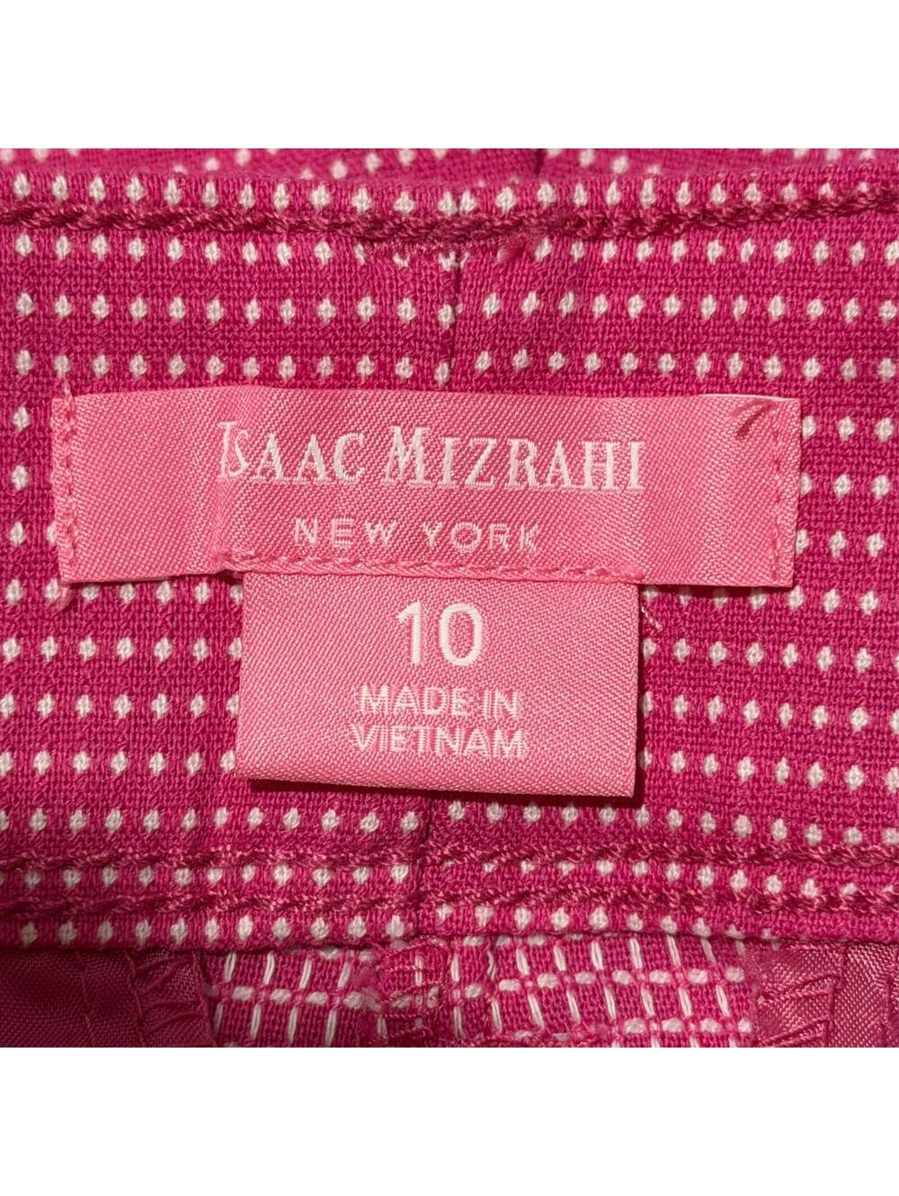 Isaac Mizrahi Women's Chino Shorts Pink White Micro Dots Bright Preppy Casual 10 - Picture 9 of 12